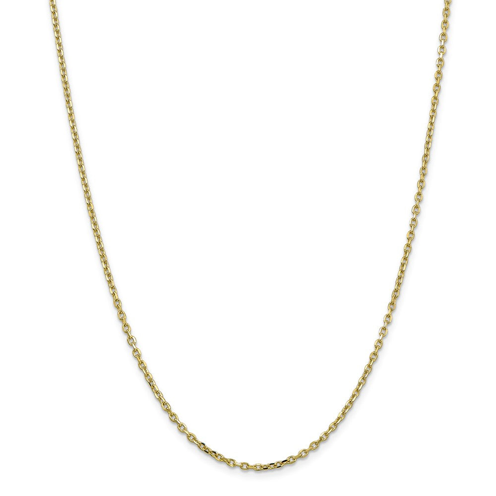 Alternate view of the 2.2mm 10k Yellow Gold Solid Diamond Cut Cable Chain Necklace by The Black Bow Jewelry Co.