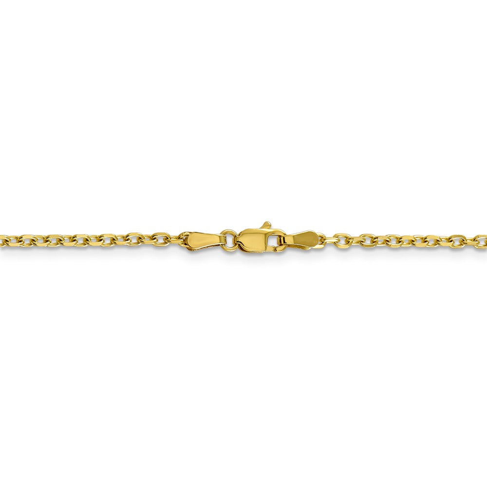 Alternate view of the 2.2mm 10k Yellow Gold Solid Diamond Cut Cable Chain Necklace by The Black Bow Jewelry Co.