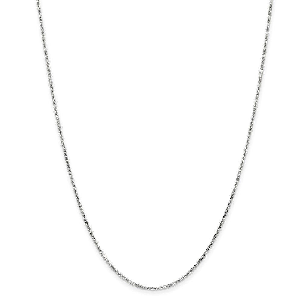 Alternate view of the 1.4mm 10k White Gold Solid Diamond Cut Cable Chain Necklace by The Black Bow Jewelry Co.