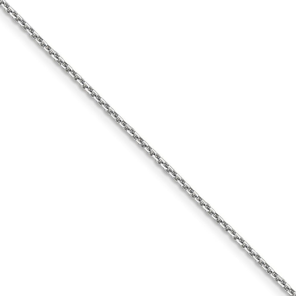 1.4mm 10k White Gold Solid Diamond Cut Cable Chain Necklace