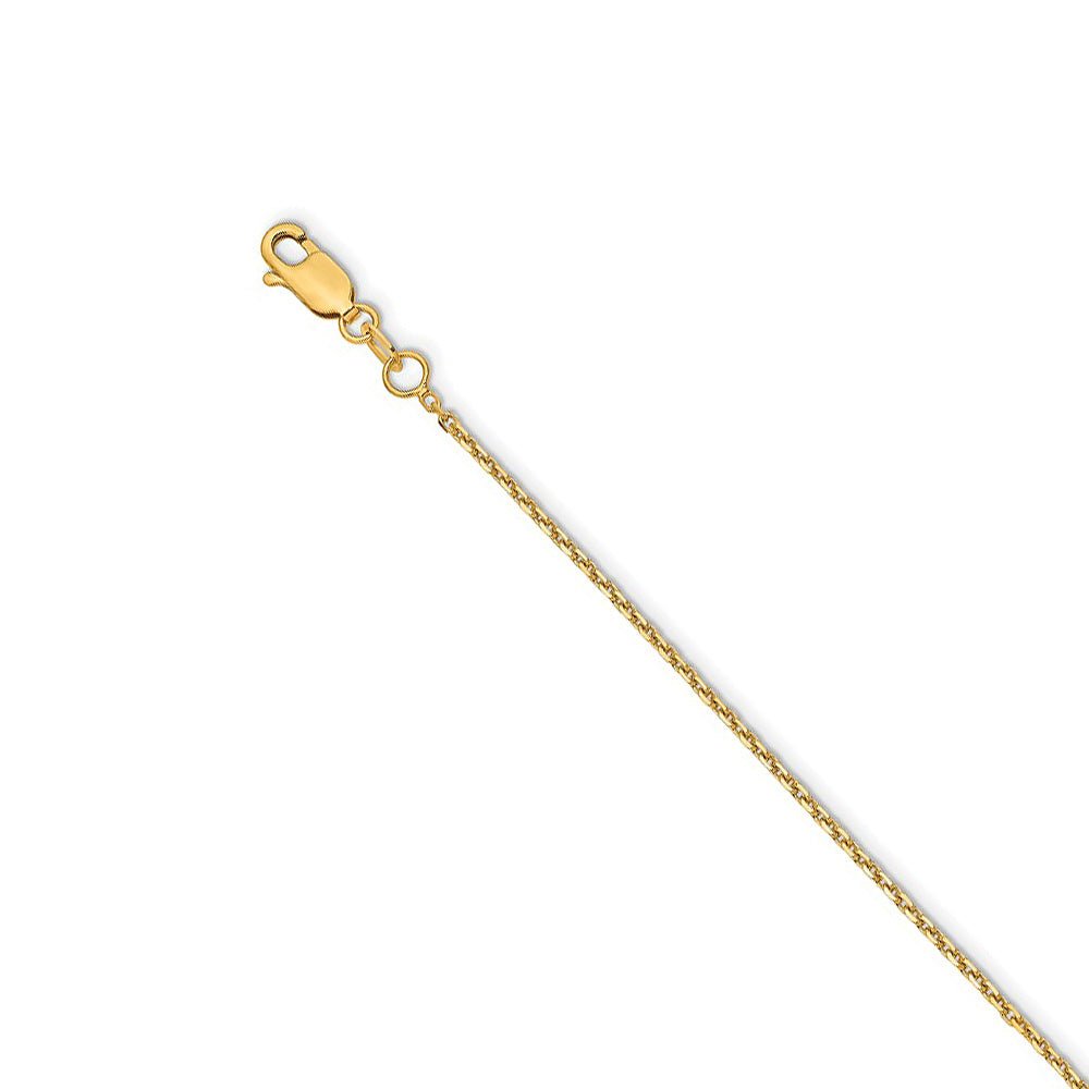 1.4mm 14k Yellow Gold Solid Diamond Cut Cable Chain Necklace