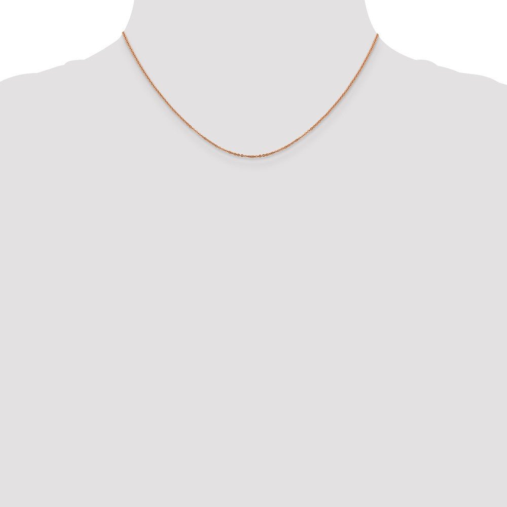 Alternate view of the 1.1mm 14K Rose Gold Solid Flat Cable Chain Necklace by The Black Bow Jewelry Co.