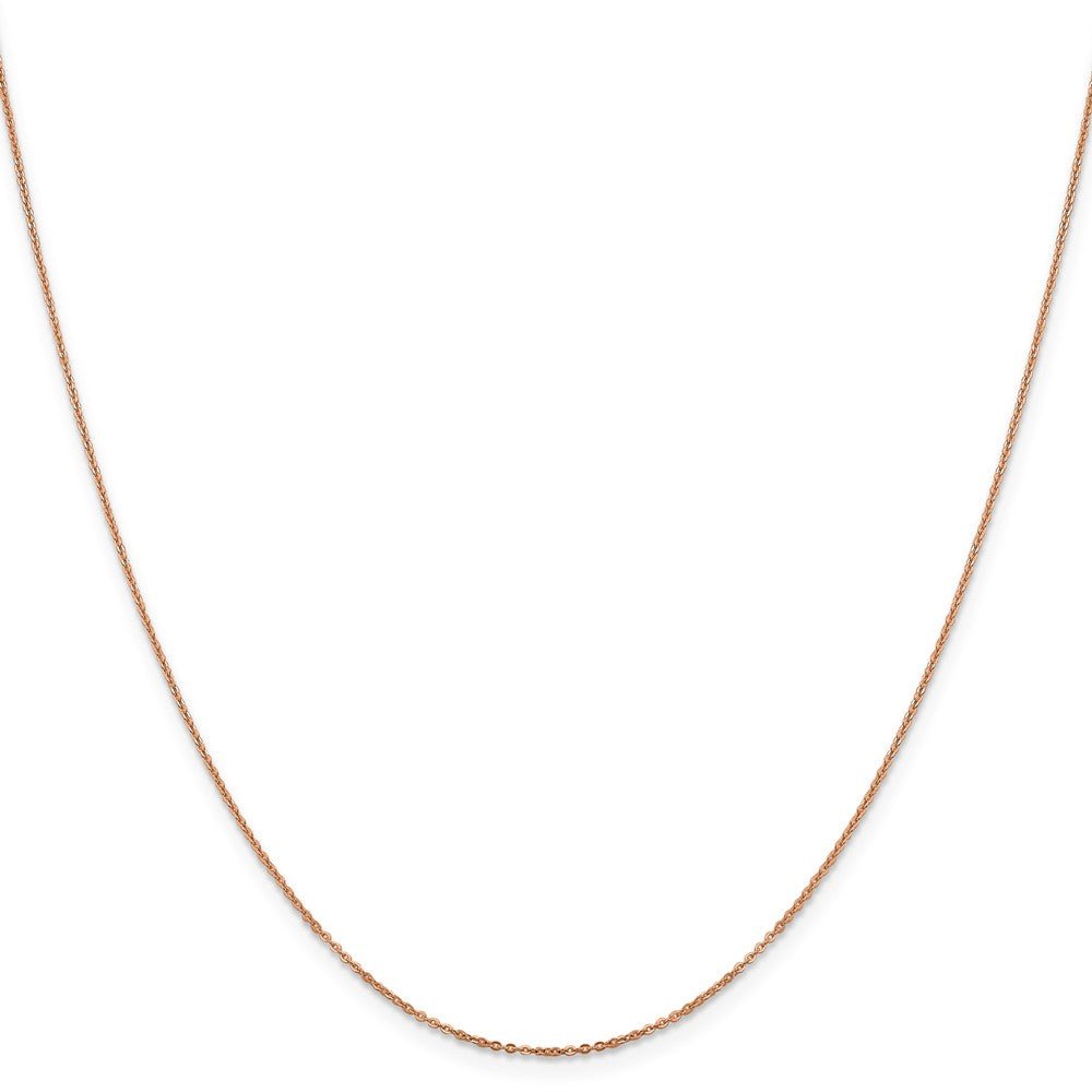 Alternate view of the 1.1mm 14K Rose Gold Solid Flat Cable Chain Necklace by The Black Bow Jewelry Co.
