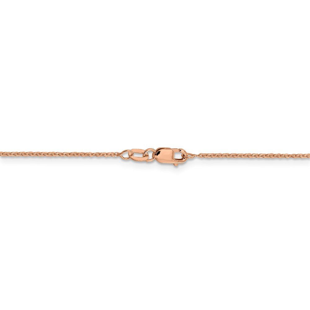 Alternate view of the 1.1mm 14K Rose Gold Solid Flat Cable Chain Necklace by The Black Bow Jewelry Co.