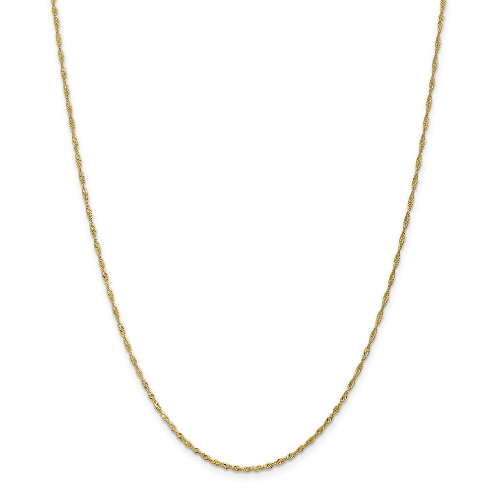 Alternate view of the 1.4mm 10k Yellow Gold Solid Singapore Chain Necklace by The Black Bow Jewelry Co.