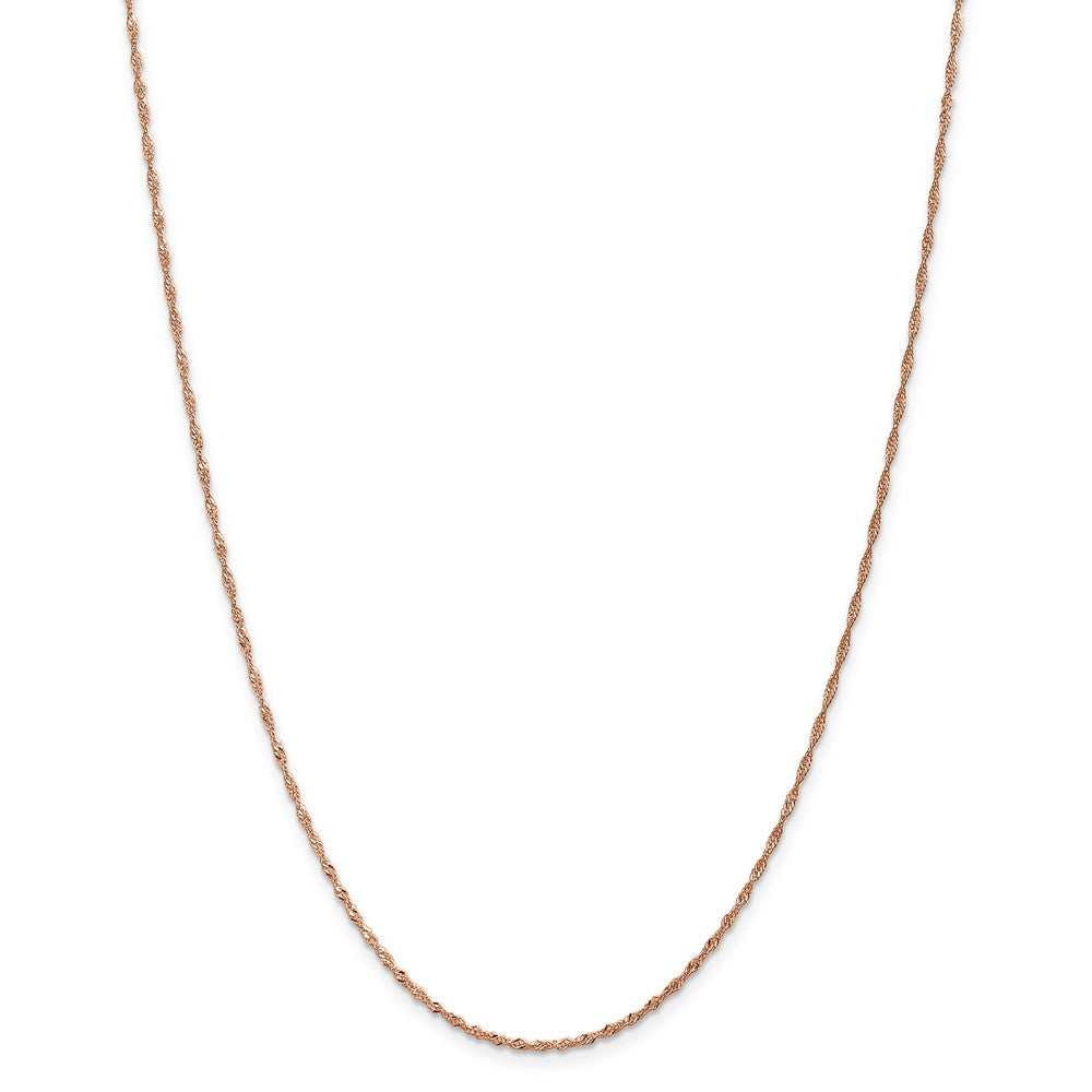 Alternate view of the 1mm 14K Rose Gold Solid Singapore Chain Necklace by The Black Bow Jewelry Co.