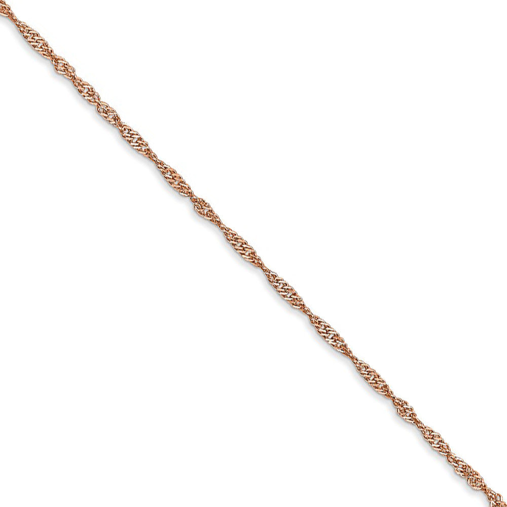 1mm 14K Rose Gold Solid Singapore Chain Necklace