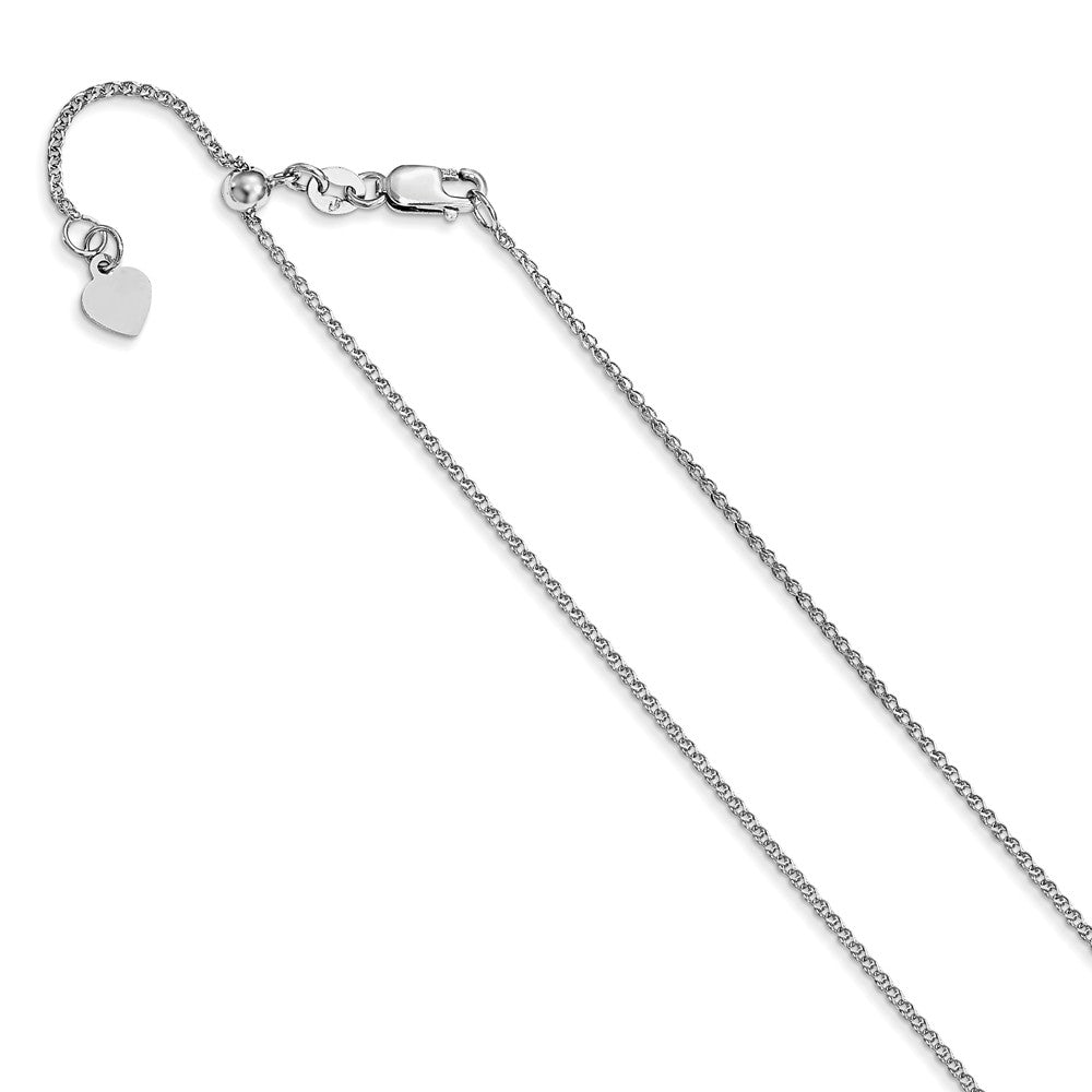 1.2mm 14K White Gold Adjustable D/C Loose Rope Chain Necklace
