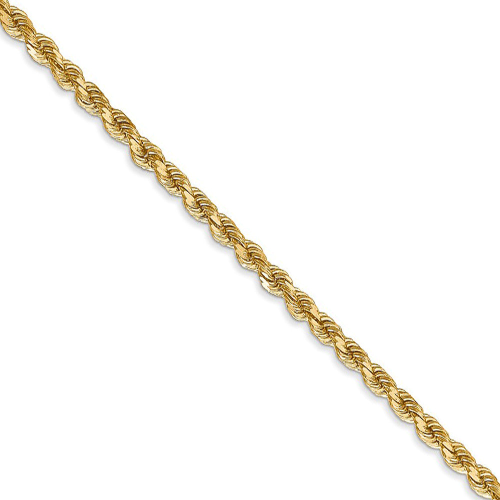 2.75mm 14k Yellow Gold, Solid Diamond Cut Rope Chain Necklace