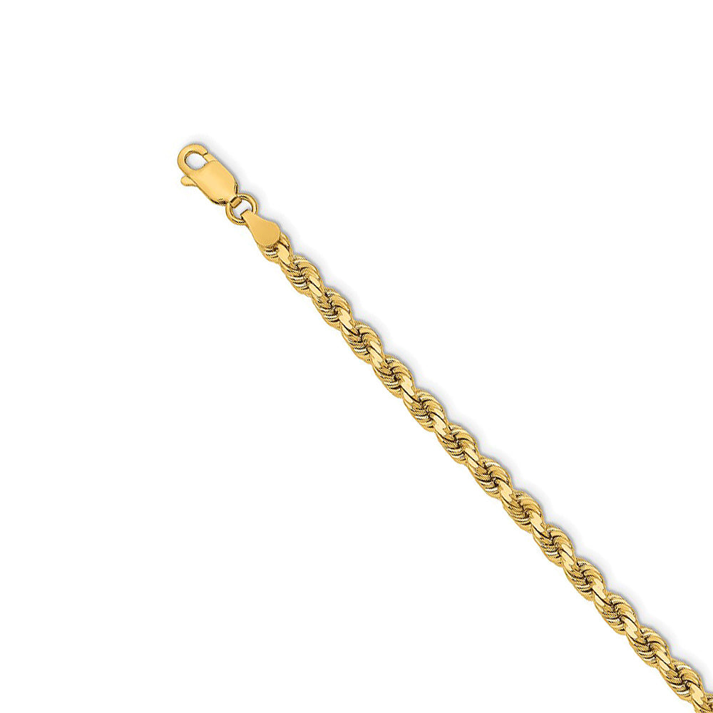 Diamond-Cut Solid Rope Chain Necklace 14K Yellow Gold 24 8.0mm