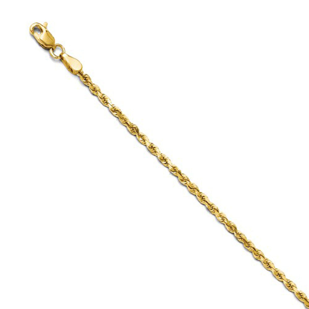 Alternate view of the 2.5mm 14k Yellow Gold Solid Light Diamond Cut Rope Chain Necklace by The Black Bow Jewelry Co.