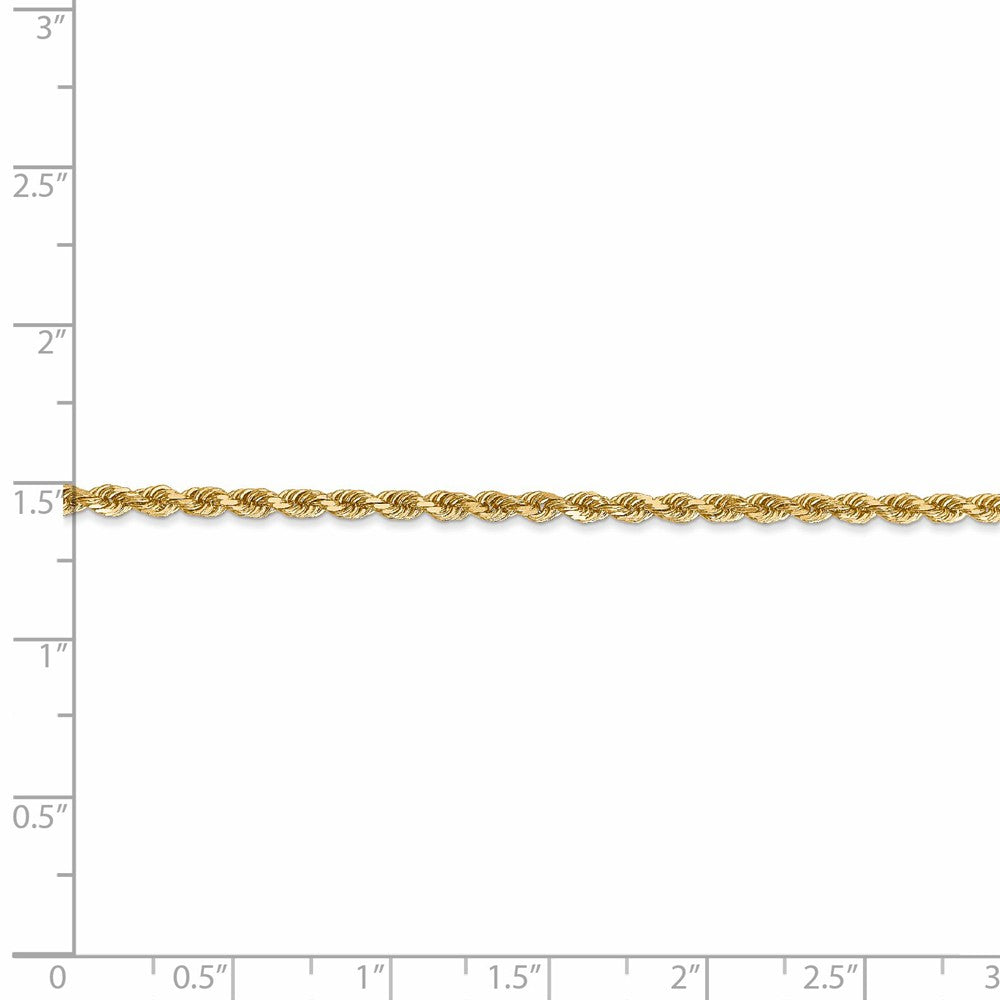 Alternate view of the 2.5mm 14k Yellow Gold Solid Light Diamond Cut Rope Chain Necklace by The Black Bow Jewelry Co.