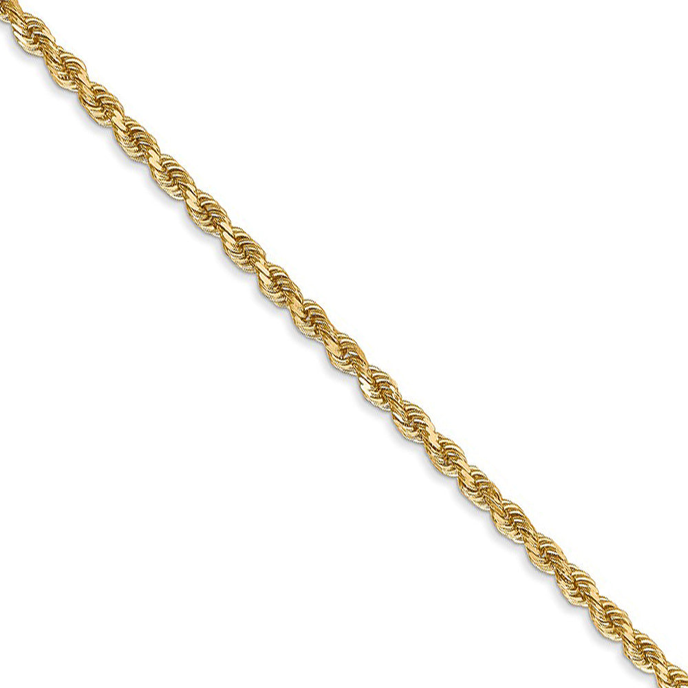 2.5mm 14k Yellow Gold Solid Light Diamond Cut Rope Chain Necklace