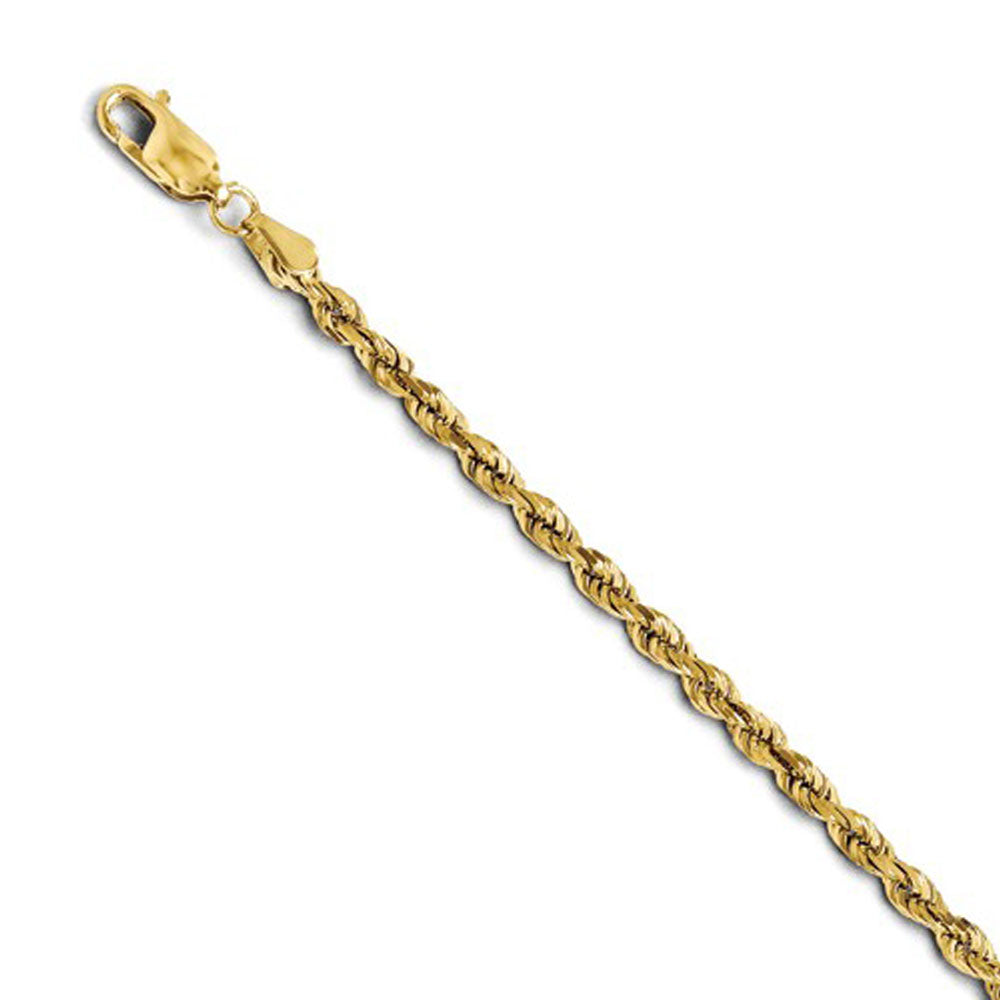 Alternate view of the 2.75mm 14k Yellow Gold Solid Light Diamond Cut Rope Chain Necklace by The Black Bow Jewelry Co.