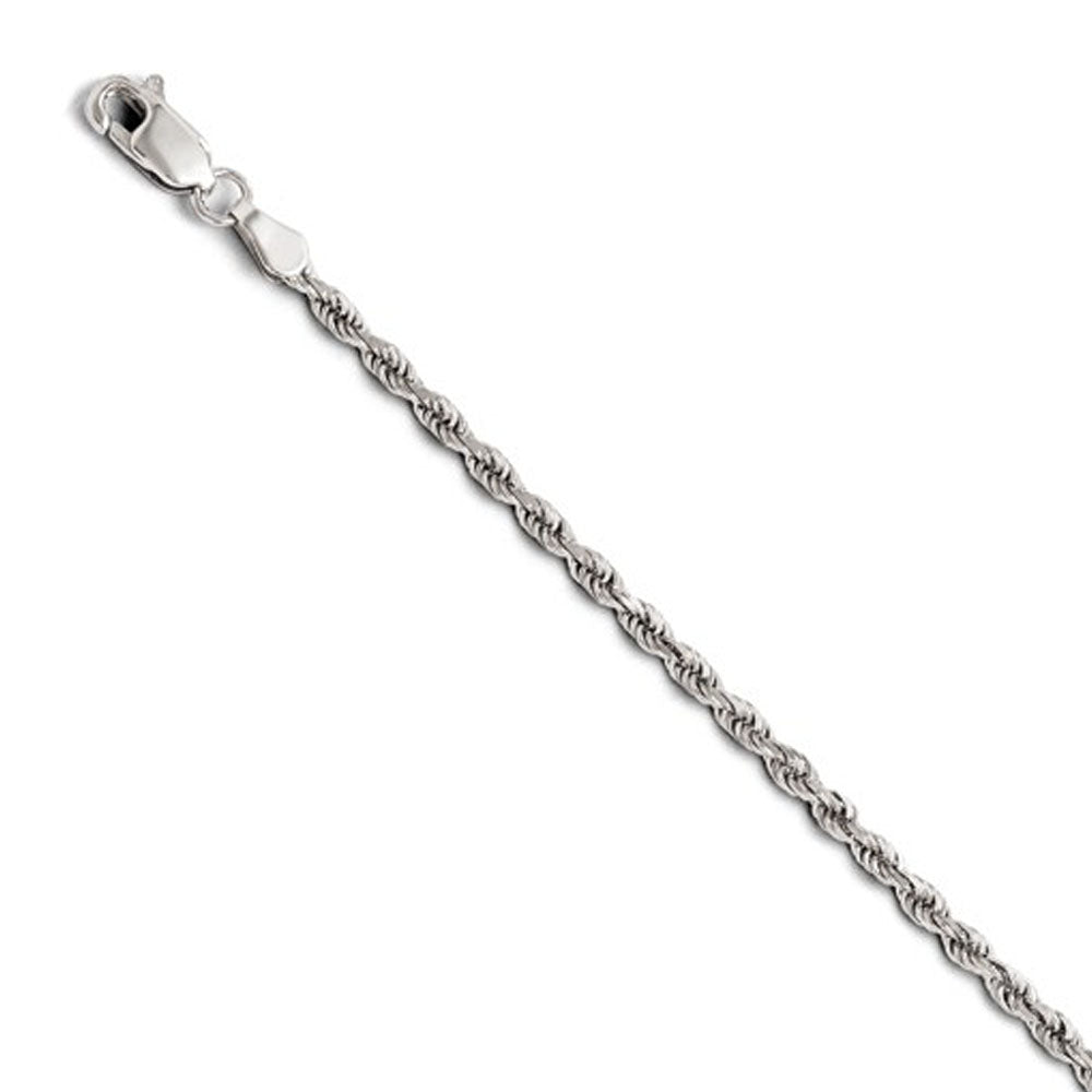 Alternate view of the 2.5mm 14k White Gold Solid Diamond Cut Rope Chain Necklace by The Black Bow Jewelry Co.