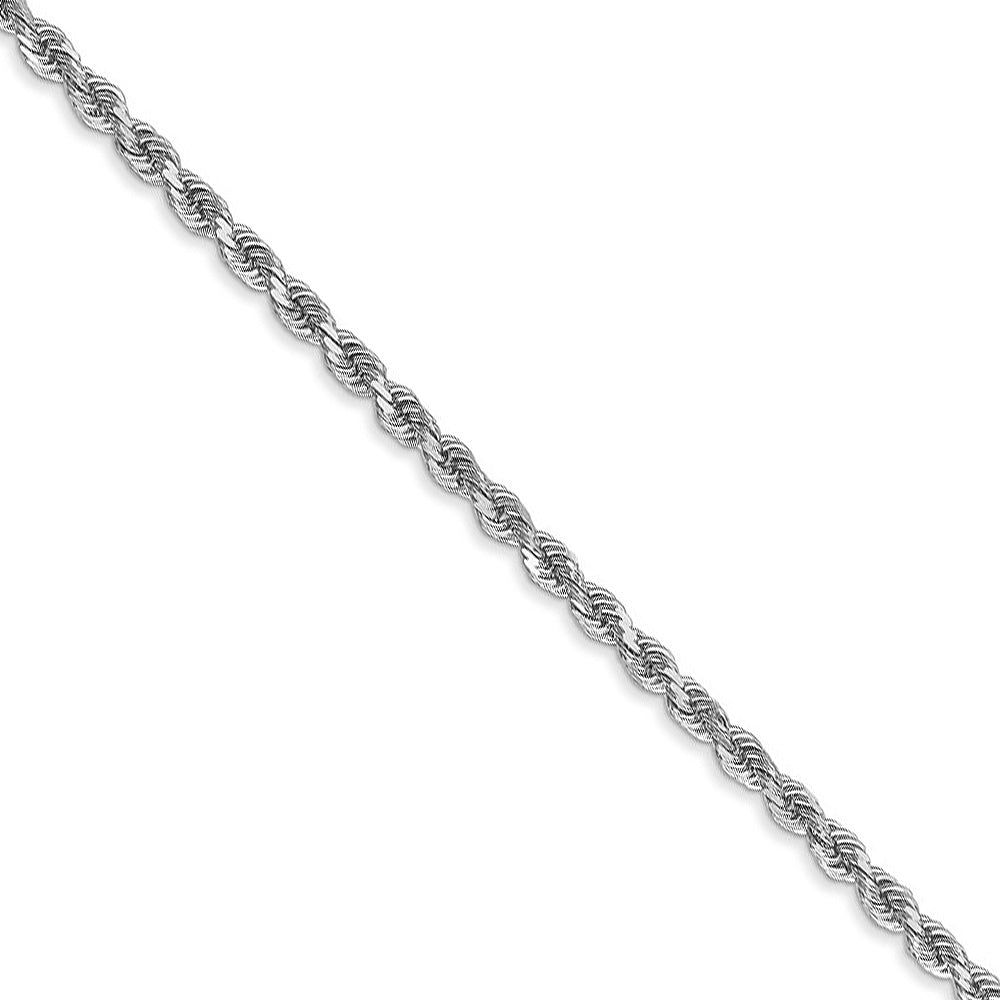 2.5mm 14k White Gold Solid Diamond Cut Rope Chain Necklace