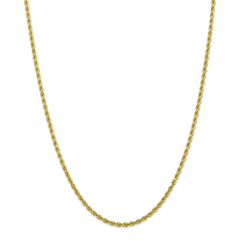 Alternate view of the 2.75mm 10k Yellow Gold Solid Diamond Cut Rope Chain Necklace by The Black Bow Jewelry Co.