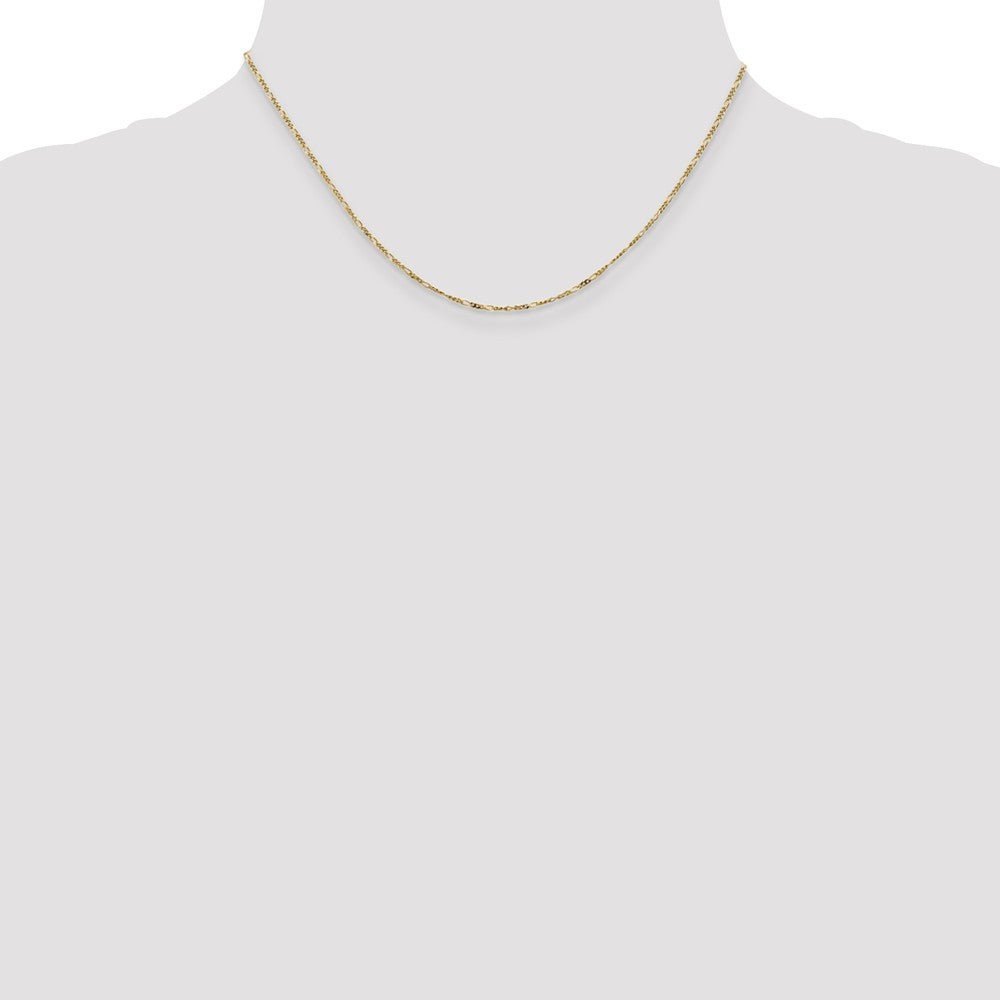 Alternate view of the 1.25mm 10k Yellow Gold Flat Figaro Chain Necklace by The Black Bow Jewelry Co.