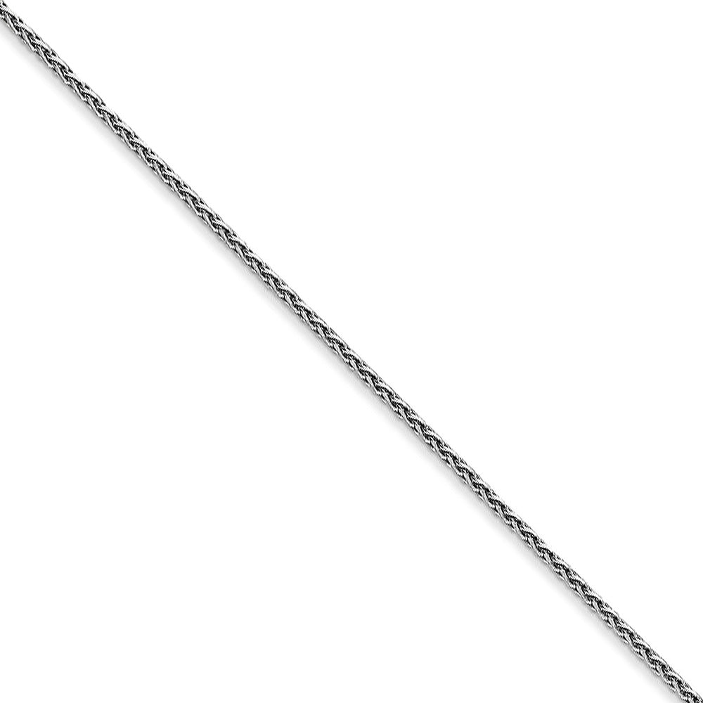 1mm 14k White Gold Round D/C Solid Wheat Chain Necklace - Black