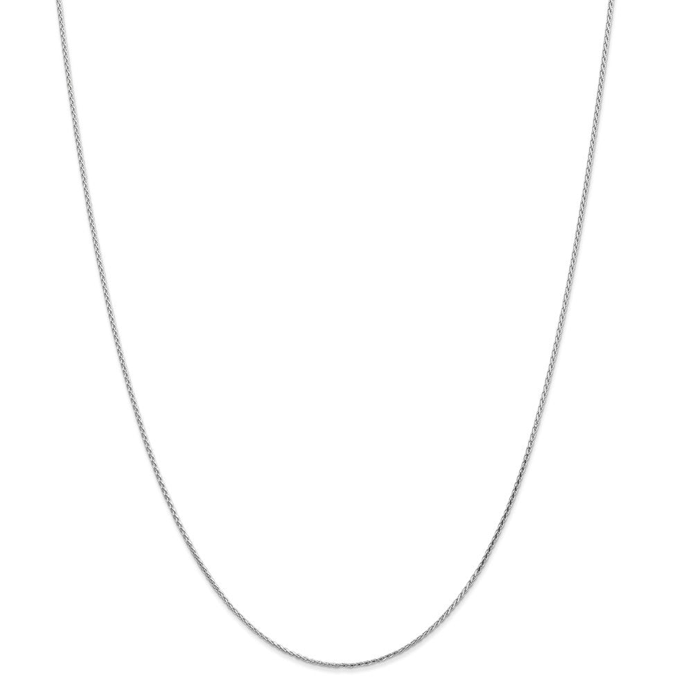 Alternate view of the 1mm 14k White Gold Round D/C Solid Wheat Chain Necklace by The Black Bow Jewelry Co.