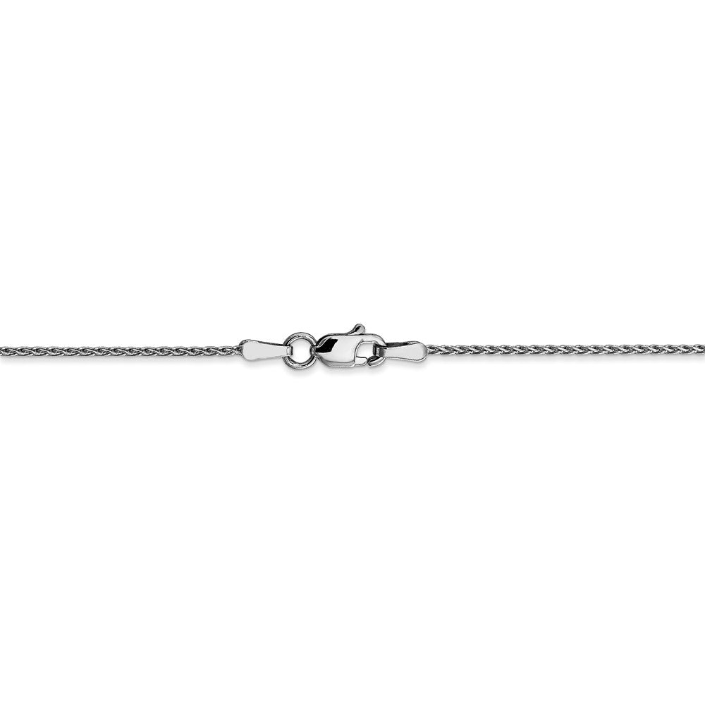 Alternate view of the 1mm 14k White Gold Round D/C Solid Wheat Chain Necklace by The Black Bow Jewelry Co.