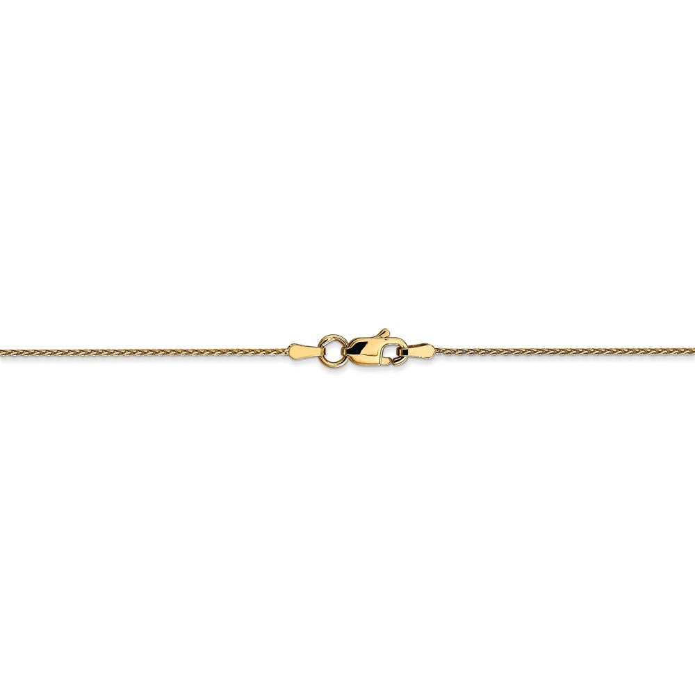 Alternate view of the 0.8mm 14k Yellow Gold Round Diamond Cut Wheat Chain Necklace by The Black Bow Jewelry Co.