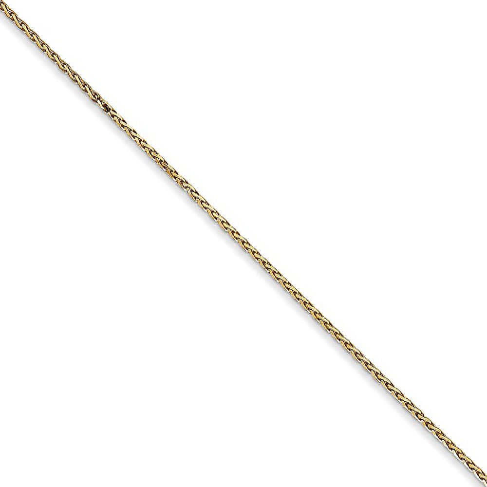 0.8mm 14k Yellow Gold Round Diamond Cut Wheat Chain Necklace