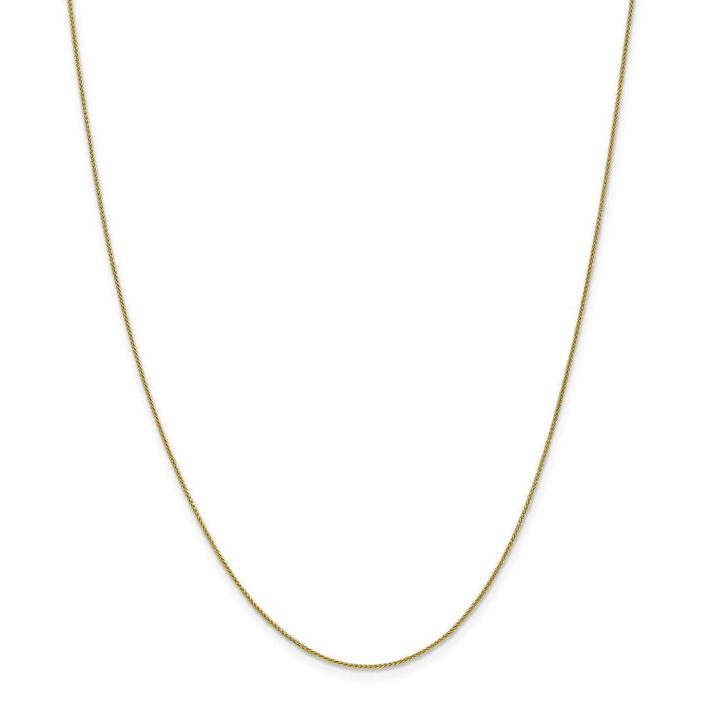 Alternate view of the 0.8mm 10k Yellow Gold Solid Spiga Chain Necklace by The Black Bow Jewelry Co.