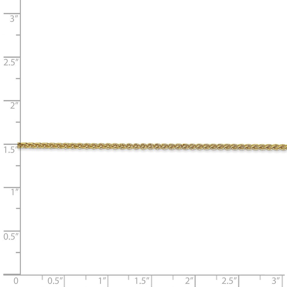 Alternate view of the 1.65mm 10K Yellow Gold Solid Spiga Chain Bracelet, 7 Inch by The Black Bow Jewelry Co.