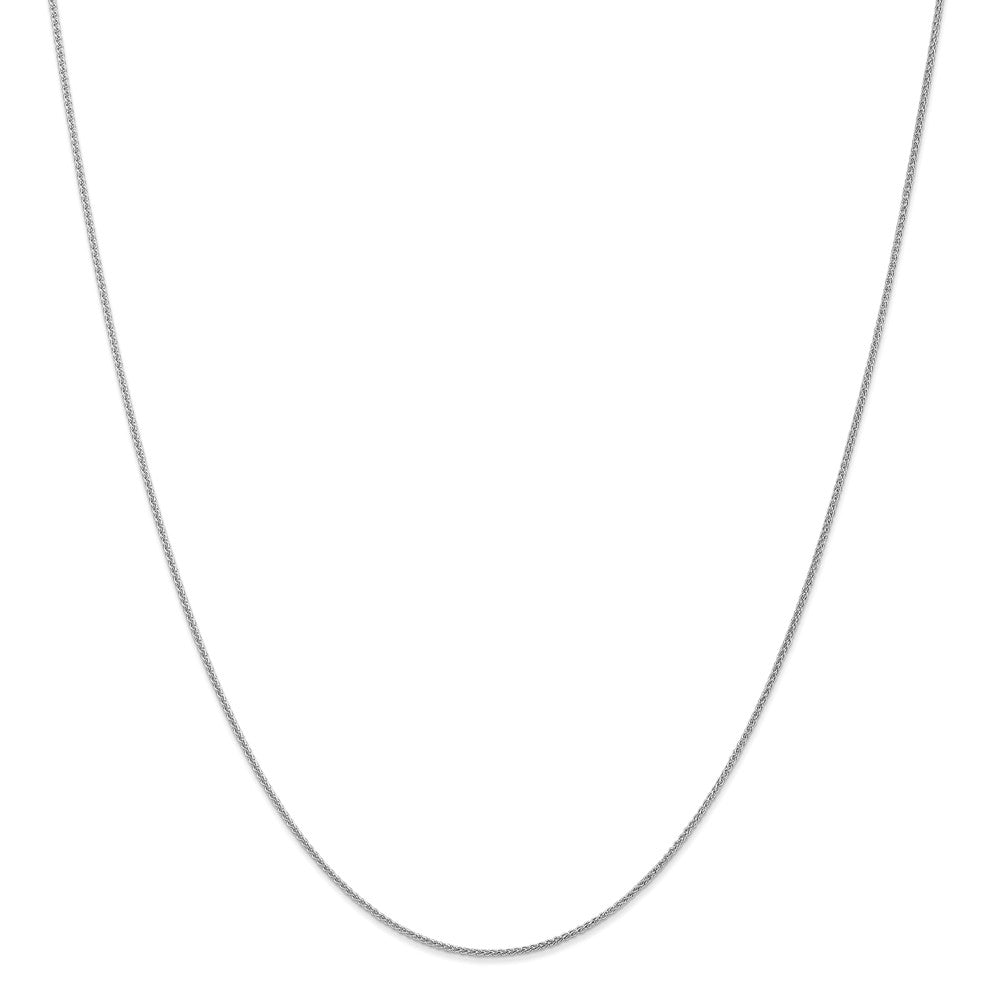 Alternate view of the 1mm 10k White Gold Solid Spiga Chain Necklace by The Black Bow Jewelry Co.