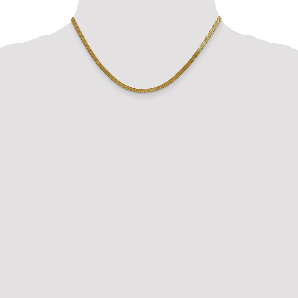 Alternate view of the 3mm 10k Yellow Gold Solid Herringbone Chain Necklace by The Black Bow Jewelry Co.