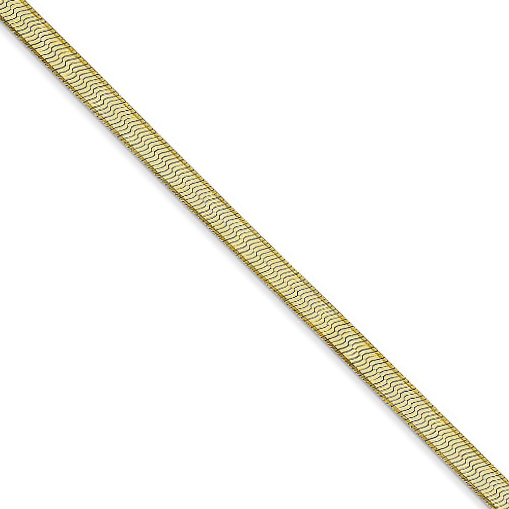 3mm 10k Yellow Gold Solid Herringbone Chain Necklace