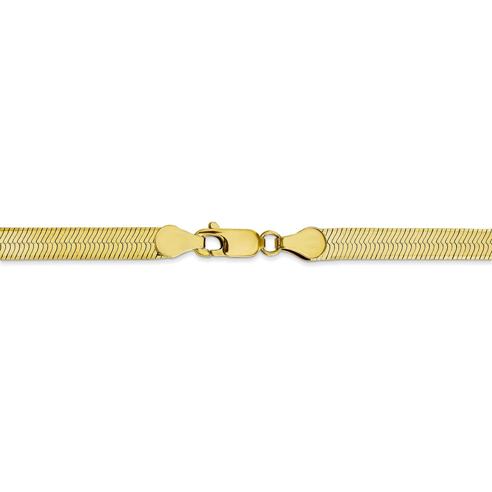 Alternate view of the 5mm 10k Yellow Gold Solid Herringbone Chain Necklace by The Black Bow Jewelry Co.