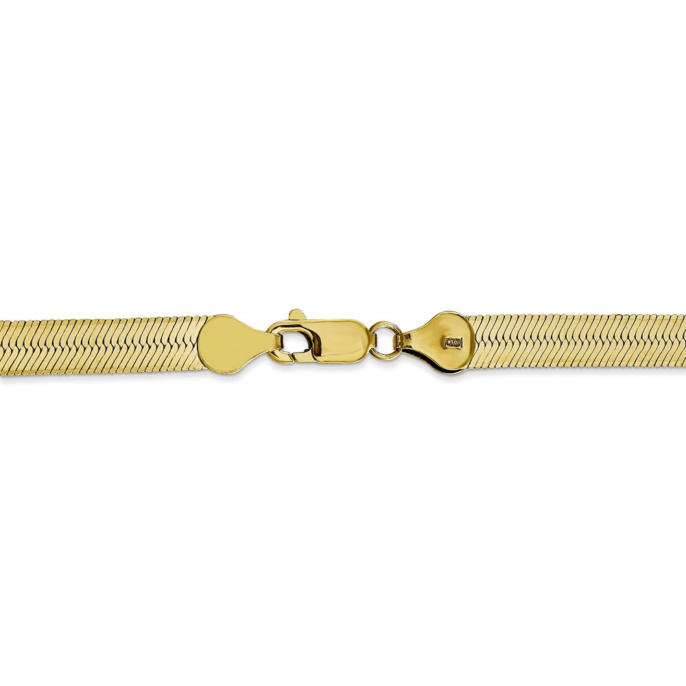 Alternate view of the 5.5mm 10k Yellow Gold Solid Herringbone Chain Necklace by The Black Bow Jewelry Co.