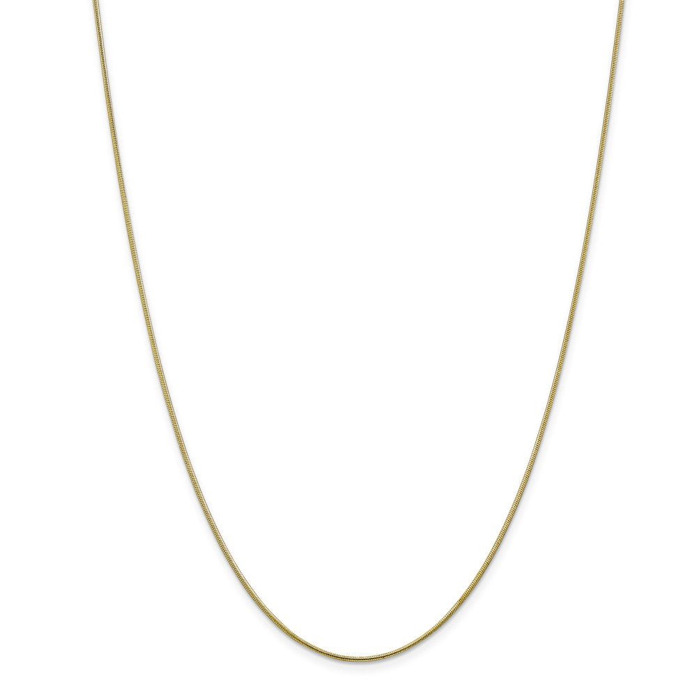 Alternate view of the 1.1mm 10k Yellow Gold Solid Round Snake Chain Necklace by The Black Bow Jewelry Co.