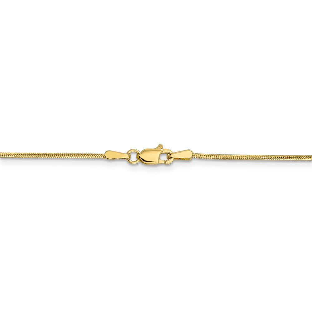 Alternate view of the 1.1mm 10k Yellow Gold Solid Round Snake Chain Necklace by The Black Bow Jewelry Co.