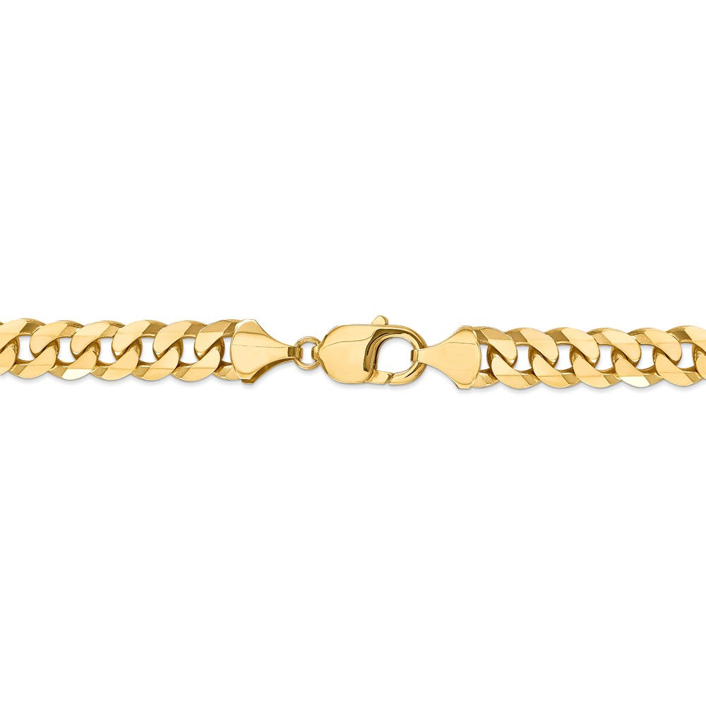 Alternate view of the Men&#39;s 9.5mm 14k Yellow Gold Flat Beveled Curb Chain Necklace by The Black Bow Jewelry Co.