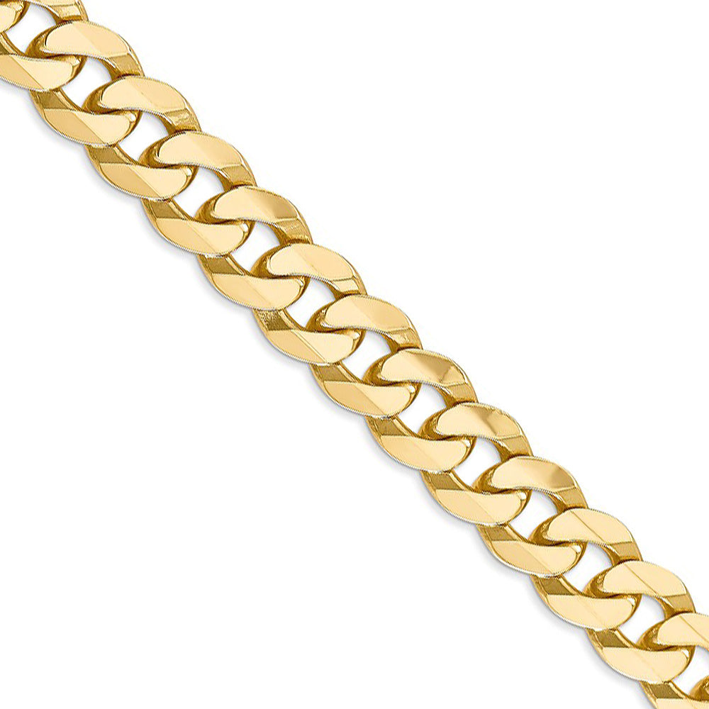 Men&#39;s 9.5mm 14k Yellow Gold Flat Beveled Curb Chain Necklace