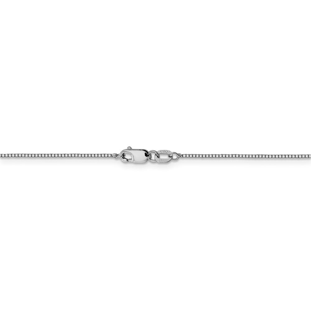 Alternate view of the 0.9mm 14k White Gold Classic Box Chain Necklace by The Black Bow Jewelry Co.
