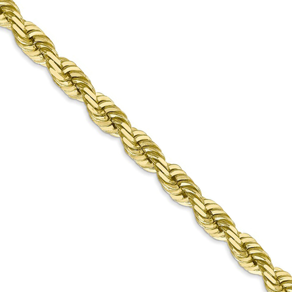Men's 6mm 10k Yellow Gold Solid Diamond Cut Rope Chain Necklace