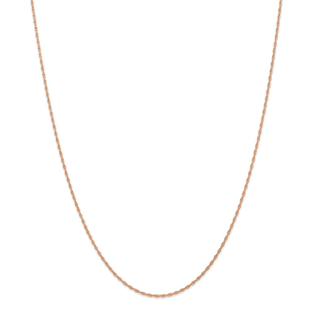 Alternate view of the 1.15mm 14k Rose Gold Solid Cable Rope Chain Necklace by The Black Bow Jewelry Co.