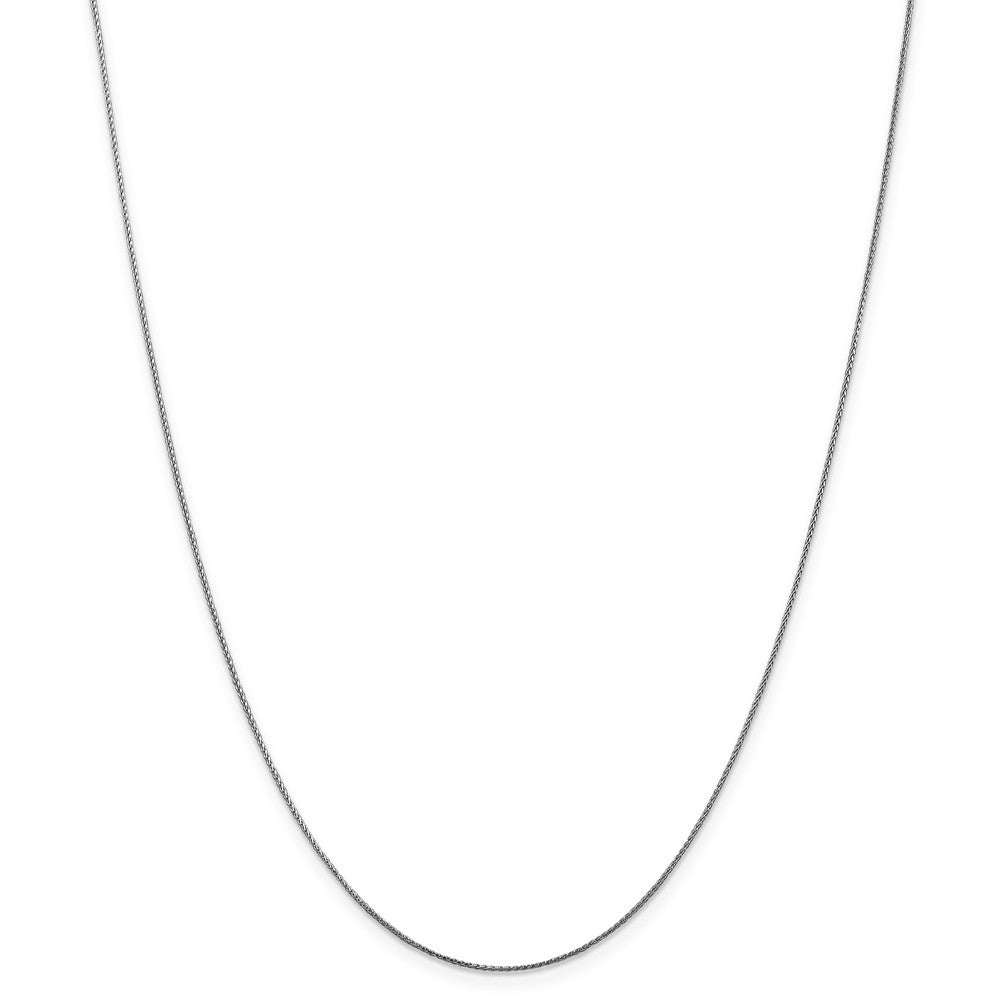 Alternate view of the 0.65mm 14k White Gold Diamond Cut Spiga Chain Necklace by The Black Bow Jewelry Co.