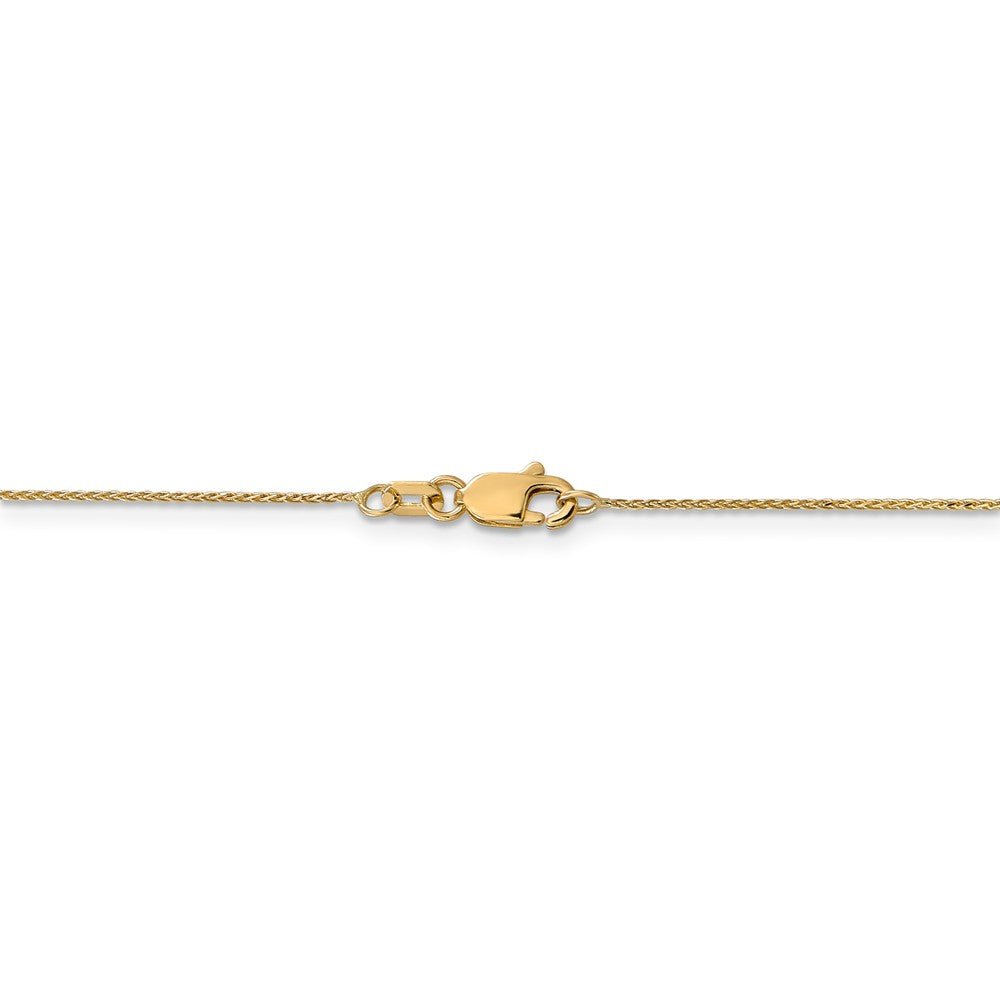 Alternate view of the 0.65mm 14k Yellow Gold Diamond Cut Spiga Chain Necklace by The Black Bow Jewelry Co.