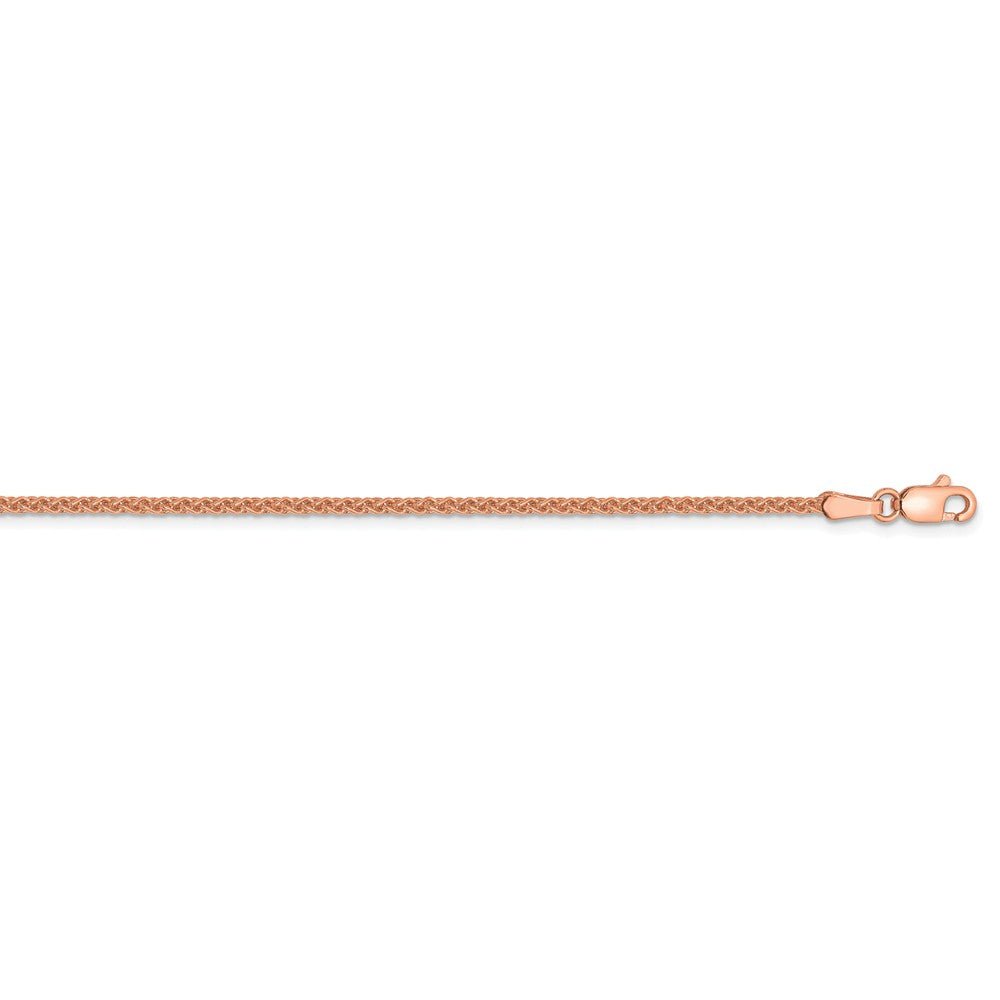 Alternate view of the 1.65mm 14k Rose Gold Solid Polished Spiga Chain Necklace by The Black Bow Jewelry Co.