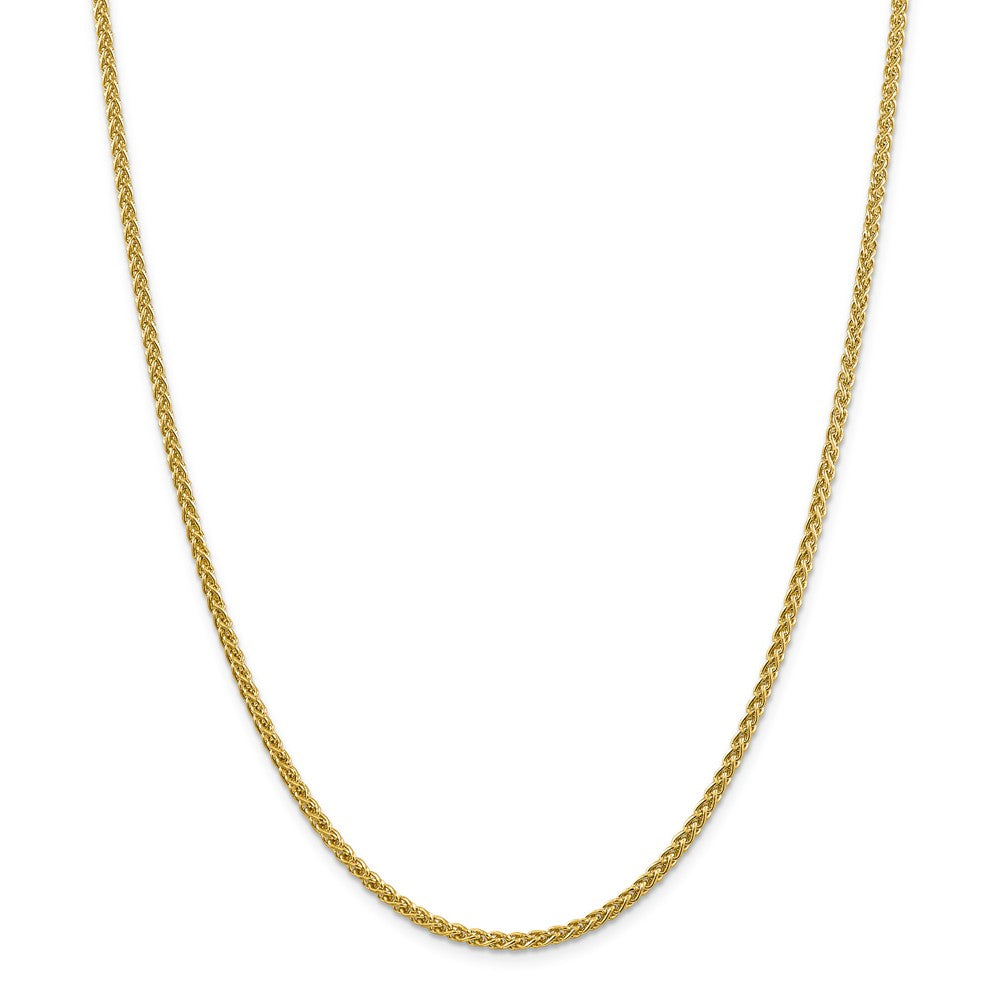 Alternate view of the 2.75mm 14k Yellow Gold Hollow Wheat Chain Necklace by The Black Bow Jewelry Co.