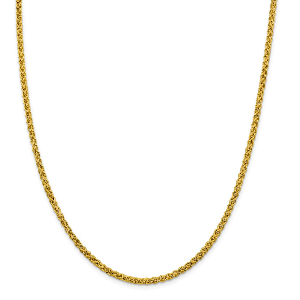 Alternate view of the 3.5mm 14k Yellow Gold Hollow Wheat Chain Necklace by The Black Bow Jewelry Co.