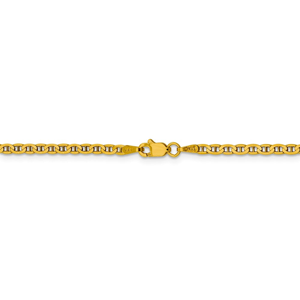 Alternate view of the 2.4mm 14k Yellow Gold Solid Concave Anchor Chain Necklace by The Black Bow Jewelry Co.