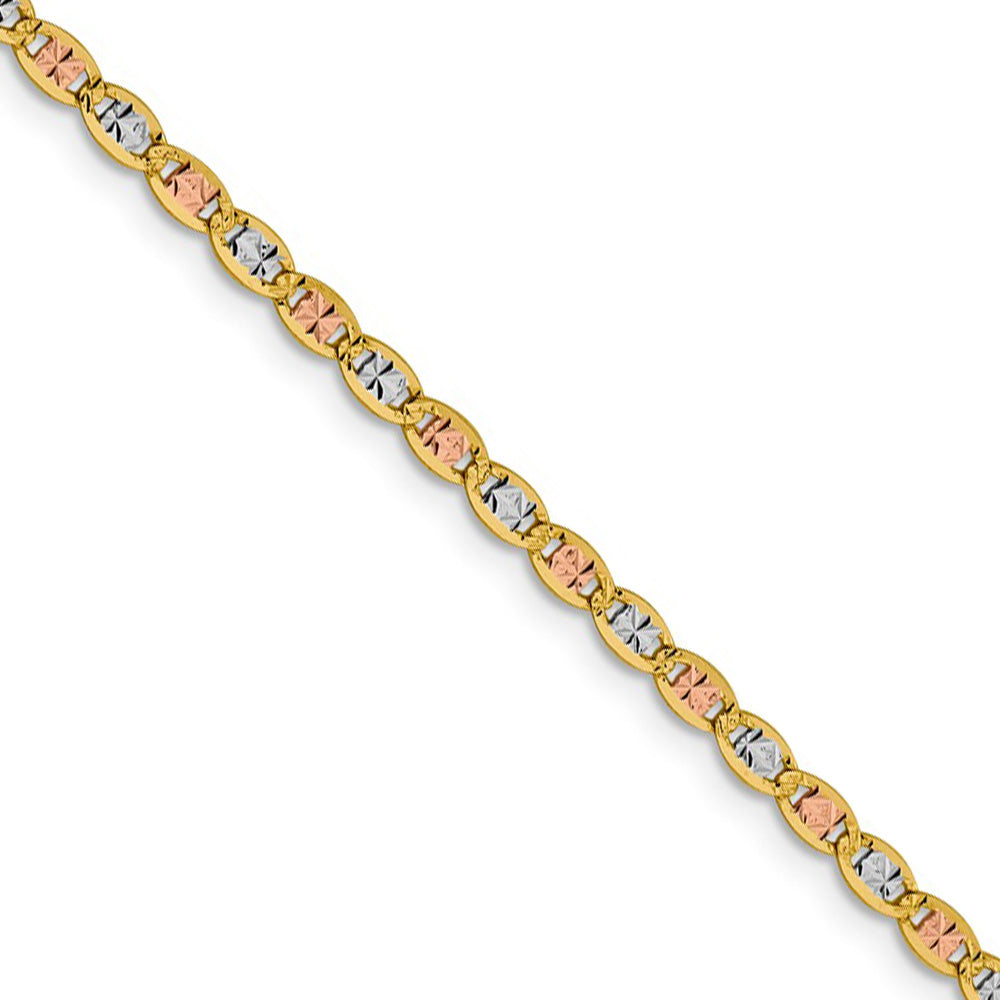 2.75mm 14k Gold Tri-Color Solid Fancy Pave Anchor Chain Necklace, Item C10228 by The Black Bow Jewelry Co.
