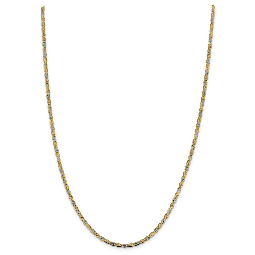 Alternate view of the 2.75mm 14k Gold Tri-Color Solid Fancy Pave Anchor Chain Necklace by The Black Bow Jewelry Co.