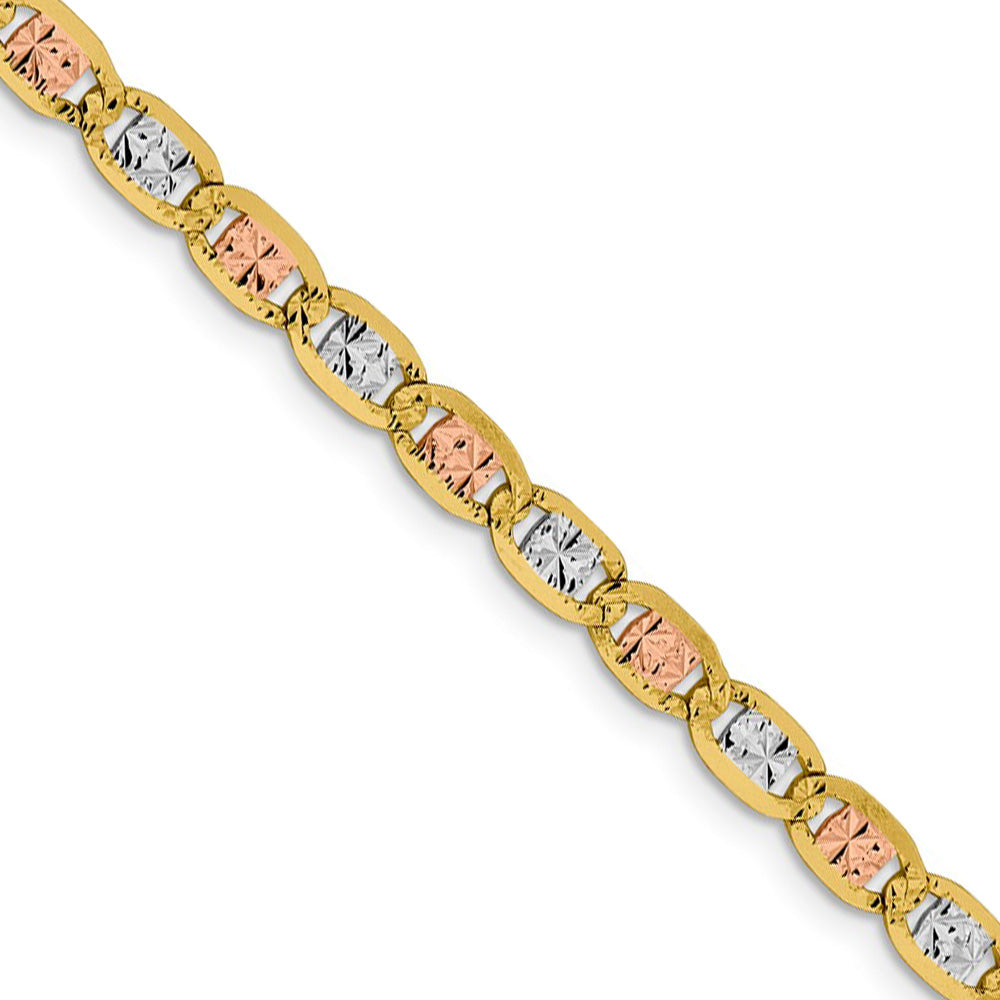 4.75mm 14k Gold Tri-Color Solid Fancy Pave Anchor Chain Necklace, Item C10230 by The Black Bow Jewelry Co.